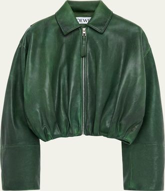 Loewe Draped Leather Bomber Jacket