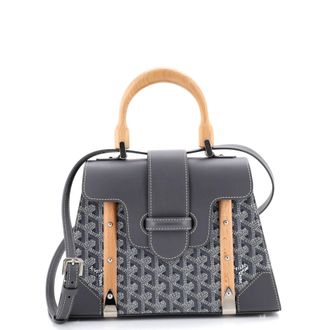 Goyard Saigon Top Handle Bag Coated Canvas with Leather PM