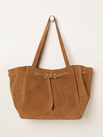 Fat Face FatFace Tan Brown Suede Buckle Tote Bag