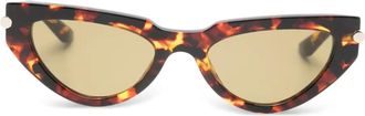 Alexander McQueen Eyewear Occhiali da sole cat-eye con effetto tartarugato - Marrone
