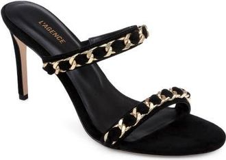 L'agence Sarika Two-Strap Sandal in Black Suede at Nordstrom, Size 6.5