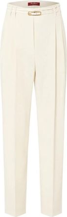 Max Mara Gisella Broek - Dames - Broeken - Wit - 2XS - Leer - Broeken