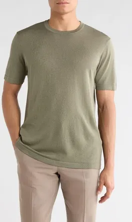 Jack Victor Wellington Cotton & Silk Crewneck T-Shirt in Sage at Nordstrom, Size Xx-Large