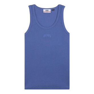 GCDS Gcds, Tops, Dames, Blauw, M, Katoen, Ribbed Tank Top