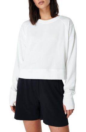 Sweaty Betty After Class Cotton Blend Crop Sweatshirt in Lily White at Nordstrom, Size X-Small