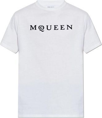 Alexander McQueen T-shirt met logo - Heren - T-shirts - Wit - XL - Katoen - Tops