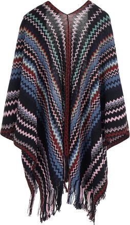 Missoni Womens Multicolour V-Neck Cape Tech Fabric Acrylic Coat