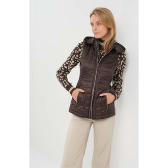 Anatomie Hooded Montreal Quilted Vest with Removable Hood in Espresso at Nordstrom, Size Large
