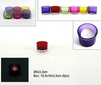 Trade Shop Trade Shop - Set 6 Portavelas De Cristal De Colores Candelita De Cristal De Dise&ntilde;o