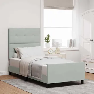 vidaXL Letto A Molle Con Testiera Grigio Chiaro 90 X 200 Cm Velluto Vidaxl