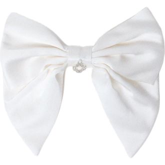 Maje Satin-effect bow barrette in White at Nordstrom