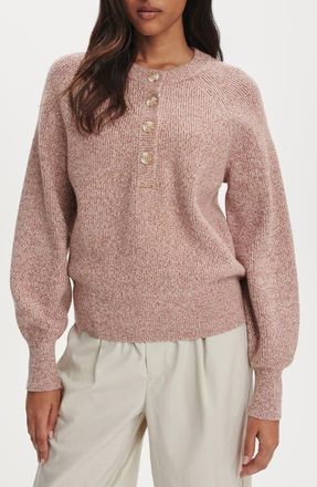 Varley Kennings Half Button Sweater in Ginger Rose Fleck at Nordstrom, Size Xx-Small