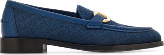 Ferragamo Gancini loafers - women - Fabric/Lambskin/Lambskin - 6 Regular - Blue