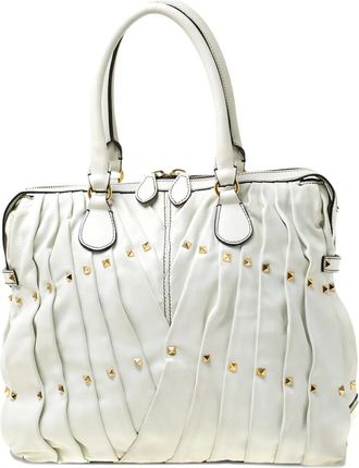 Valentino Garavani Borsa tote con borchie - Bianco