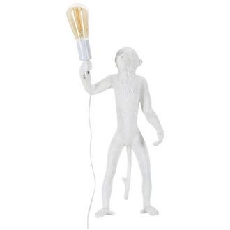 Dmora Dmora - Lámpara de mesa Piet, Luz de escritorio, Luz de oficina, Lámpara de trabajo, 26x34 h55 cm, Blanco