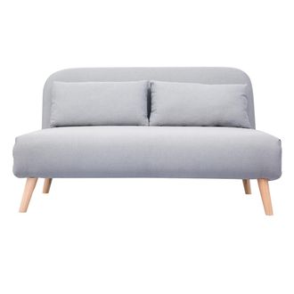 Miliboo Sof&aacute; Cama Convertible 2 Plazas En Tejido Gris Claro Amiko