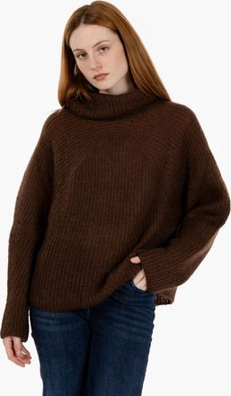 SOLOTRE Maglione a collo alto in mohair fondente