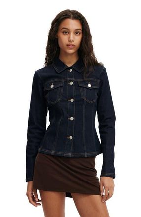 Cotton On Womens Fitted Denim Jacket in Aries Blue at Nordstrom, Size 10