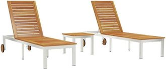 vidaXL Vidaxl - Sun Loungers 2 pcs with Table 3 pcs Brown Solid acacia wood