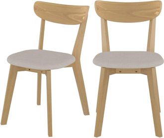 Rendez-Vous D&eacute;co Set de 2 sillas en tela beige y madera de fresno