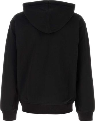 Carhartt Work in Progress Mens Logo-Embroidered Cotton Blend Hoodie Black Polyester Sweater