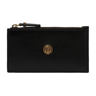 Versace Kaarthouder met rits van lamsleer - Dames - Accessoires - Zwart - Maat: ONE Size Leer