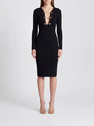Elisabetta Franchi Abito midi a tubino in maglia di jersey con scollo a V