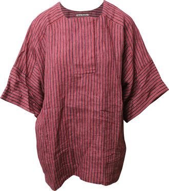 Acne Studios Lhena Striped Blouse in Pink Linen