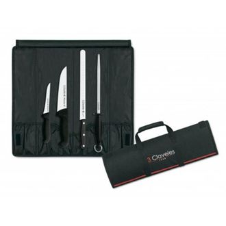 3 Claveles Estuche Profesional Para Cortar Jam&oacute;n Con 3 Cuchillos + Chaira