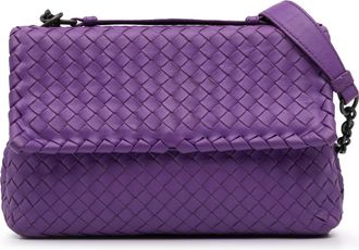 Bottega Veneta Pre-owned Womens Chain Pouch Woven Shoulder Bag - Purple Leather - One Size