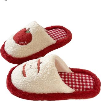 Generic Winter Womens Slippers Cartoon Cotton Slippers Womens(red,38)