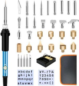 OEM Juego De Pir&oacute;grafo Para Madera, Soldador De 60 W Con 37 Piezas, Herramienta Creativa Para Adultos Para Grabar En Troncos De Madera, Corcho Y Cuero, Es