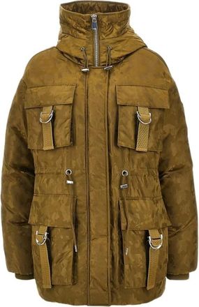 Pinko Piumino in raso tecnico camouflage - - Jackets - Donna - Verde - M
