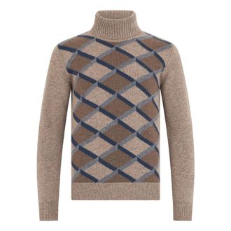 Fedeli Derby Kasjmieren Coltrui - Heren - Cashmere truien - Bruin - M - Kasjmier - Truien & Vesten