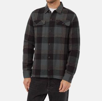 tentree Flannel Jack Shirt In Black/dark Teal