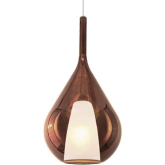 Ideal Lux Sospensione Contemporanea Kalique Vetro Rame Bianco E Cromo 1 Luce E27 H59Cm