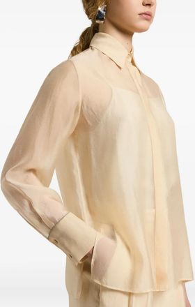 PESERICO Womens Sheer-Panel Collared Shirt Aw25 W