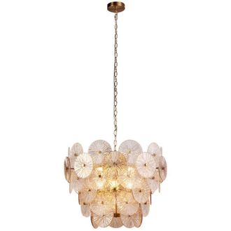 Searchlight Lampadario Contemporaneo Wagon Wheel Acciaio Bronzo Vetro 9 Luci G9