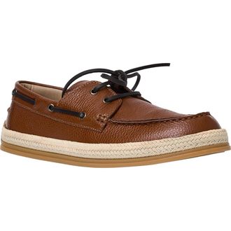 Andr&eacute; Assous Allen Boat Shoe in Cognac Pebbled Leather at Nordstrom, Size 12