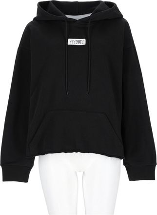 Maison Margiela Cropped Black Hooded Cotton Sweatshirt