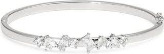 Nordstrom Cubic Zirconia Cluster Hinge Bangle in Clear- Silver at Nordstrom Rack