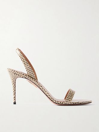 Aquazzura Sandali Slingback In Pelle A Pois So Nude 85 - Avorio