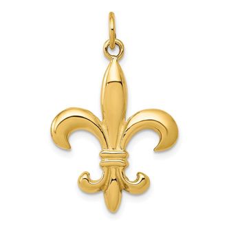 Diamond2Deal 14k Yellow Gold Solid Fleur de Lis 3-D Charm