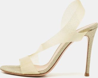 Gianvito Rossi Metallic Gold Pvc Metropolis Slingback Sandals