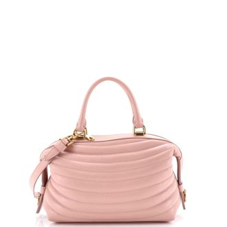 Ferragamo Convertible Top Handle Bowling Bag Quilted Leather
