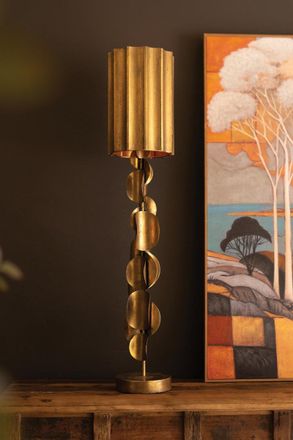 Kalalou Tall Metal Table Lamp With Antique Gold Finish