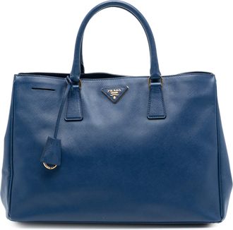 Prada Pre-owned Womens Large Saffiano Lux Galleria Tote - Dark Blue Leather - One Size