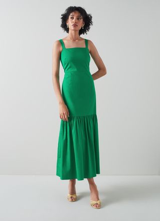 L.k. Bennett Womens Essie Dresses, Fern Green Cotton - Size 14 UK