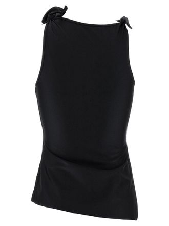 Coperni Asymmetric Flower Cut-Out Tank Top - Black
