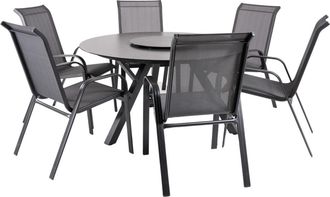 EDÈN JARDÍ Conjunto de mesas y sillas de exterior cristal templado antracita